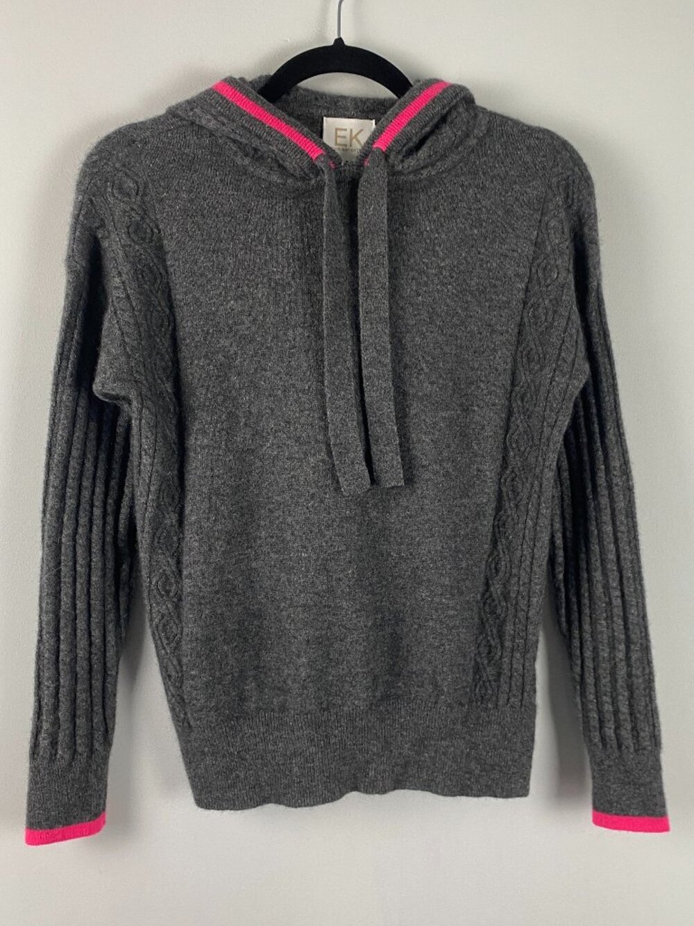 Edinburgh Knitwear 100% Cashmere Hoodie Size Medium Gray Pullover